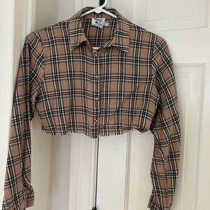 Princess Polly Plaid Crop Shirt